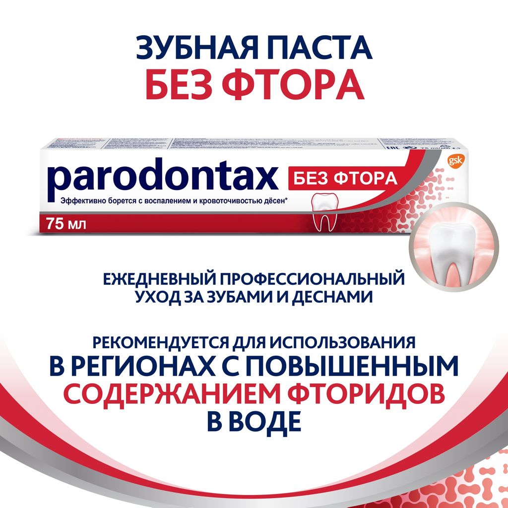 Parodontax зубная паста без фтора, паста зубная, 75 мл, 1 шт.