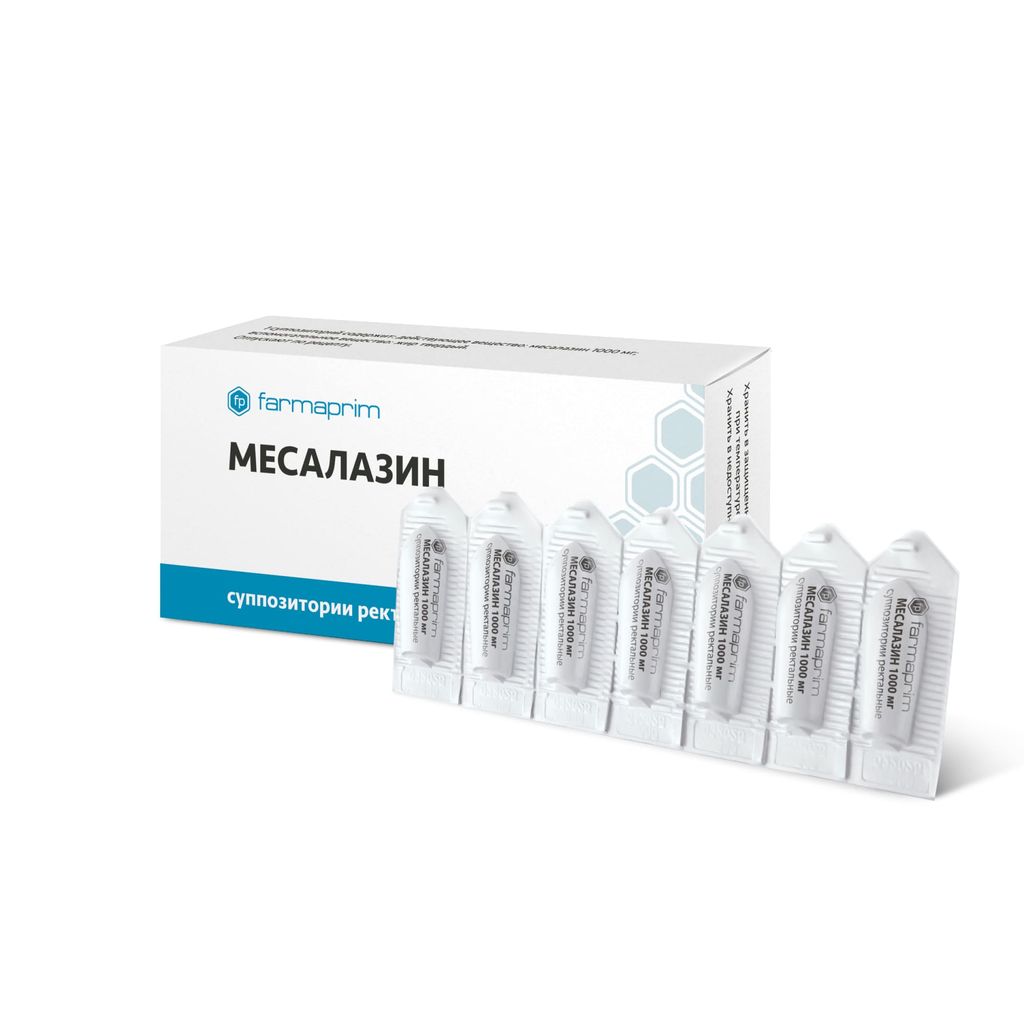 Месалазин, 1000 мг, суппозитории ректальные, 14 шт.