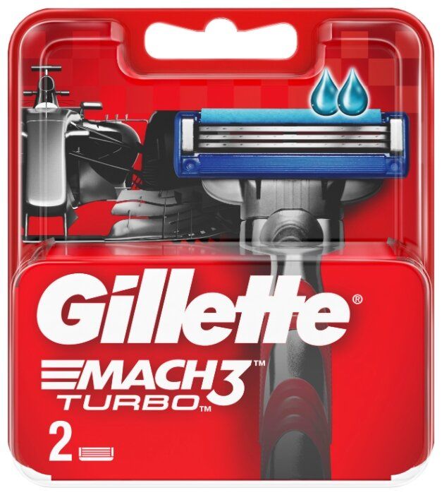 Gillette Mach3 Turbo Сменные кассеты, для мужчин, 2 шт.