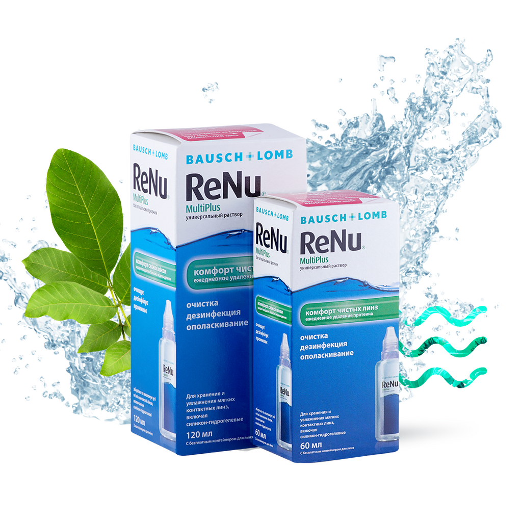 ReNu Multi Plus, раствор для обработки и хранения мягких контактных линз, 120 мл, 1 шт.