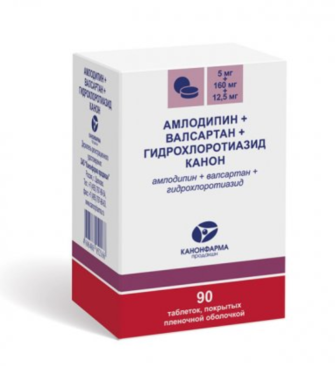 фото упаковки Амлодипин + Валсартан + Гидрохлоротиазид Канон