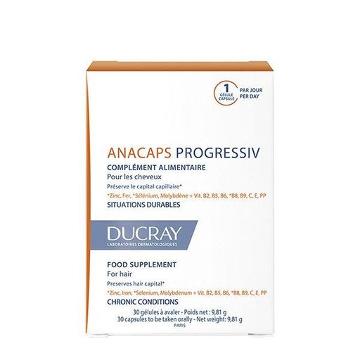 Ducray Аnacaps Progressiv Витамины для волос и ногтей, капсулы, 30 шт.