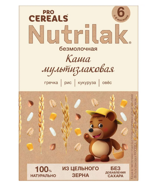 Nutrilak Premium Procereals Каша Мультизлаковая цельнозерновая, для детей с 6 месяцев, каша детская безмолочная, 200 г, 1 шт.