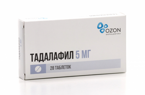 Тадалафил, 5 мг, таблетки, покрытые оболочкой, 28 шт.