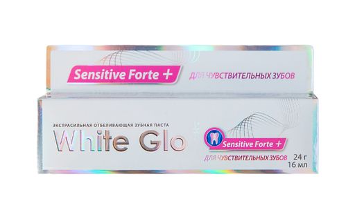 White Glo Sensitive Forte+ Зубная паста отбеливающая для чувствительных зубов, паста зубная, 24 г, 1 шт.