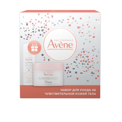 Avene Body Набор для ухода за чувствительной кожей тела, набор, Бальзам увлажняющий с тающей текстурой 250 мл + Термальная вода 50 мл, 1 шт.