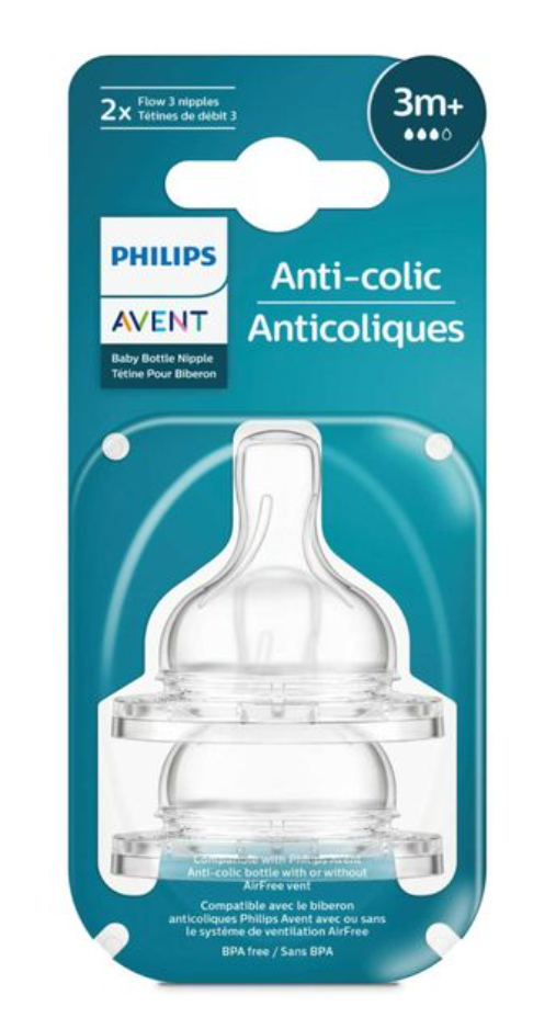 Philips Avent Anti-colic Соска силиконовая, SCY763/02, для детей с 3 месяцев, средний поток, 2 шт.