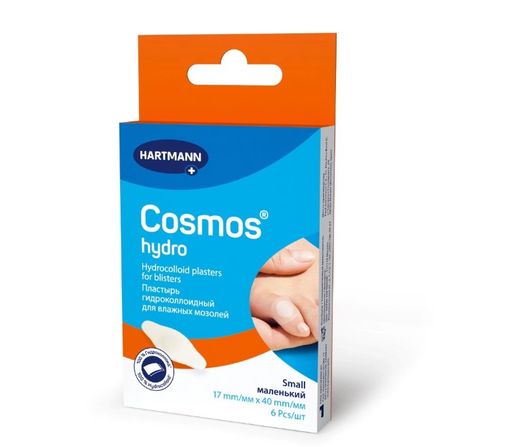 Cosmos Hydro-Active Пластырь мозольный на палец, 17х40 мм, пластырь в комплекте, 6 шт.
