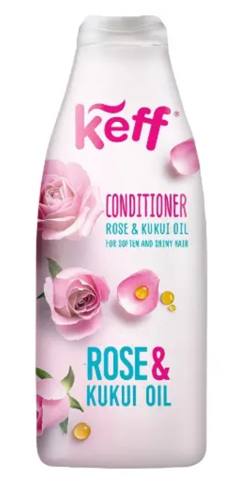 Keff кондиционер для сухих непослушных волос, кондиционер для волос, с маслами розы и ореха кукуй, 500мл, 1 шт.