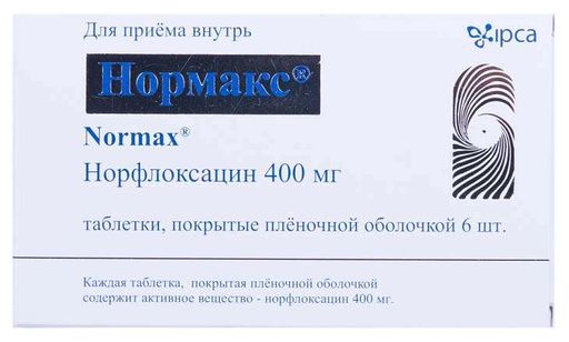 Нормакс, 400 мг, таблетки, покрытые пленочной оболочкой, 6 шт.