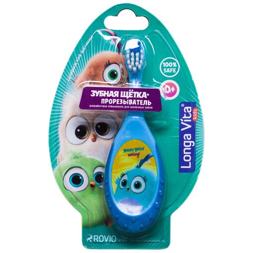 Longa Vita зубная щетка-прорезыватель, 0+, зубная щетка-прорезыватель, Angry Birds Hatchlings, 1 шт.